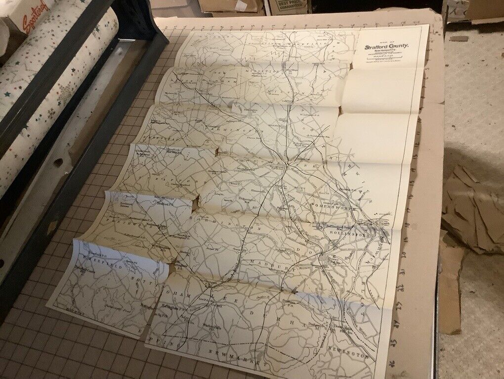 Original Vintage -- 1899 Map of STRAFFORD County NEW HAMPSHIRE geo h Walker