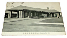 1910's CB&Q BURLINGTON ROUTE NAPERVILLE ILLINOIS STATION UNUSED POST CARD  picture