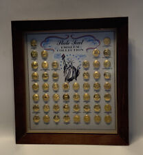 VINTAGE WATERBURY CO. STATE SEAL EMBLEM COLLECTION BUTTONS FRAMED COMPLETE SET picture