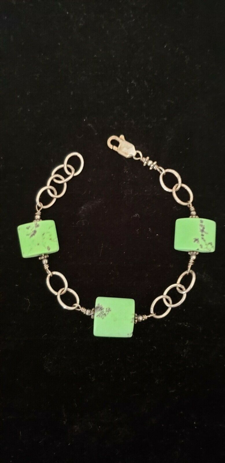 Lime Green Turquoise Sterling silver Bracelet 