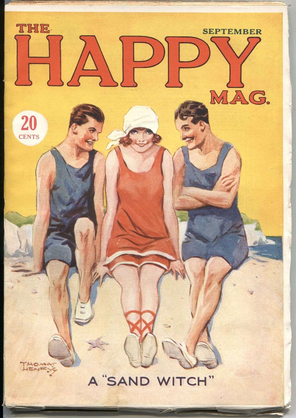 HAPPY MAG #1--SEPT 1927-SPICY “SAND WITCH” COVER ART-VERY RARE PULP MAGAZINE