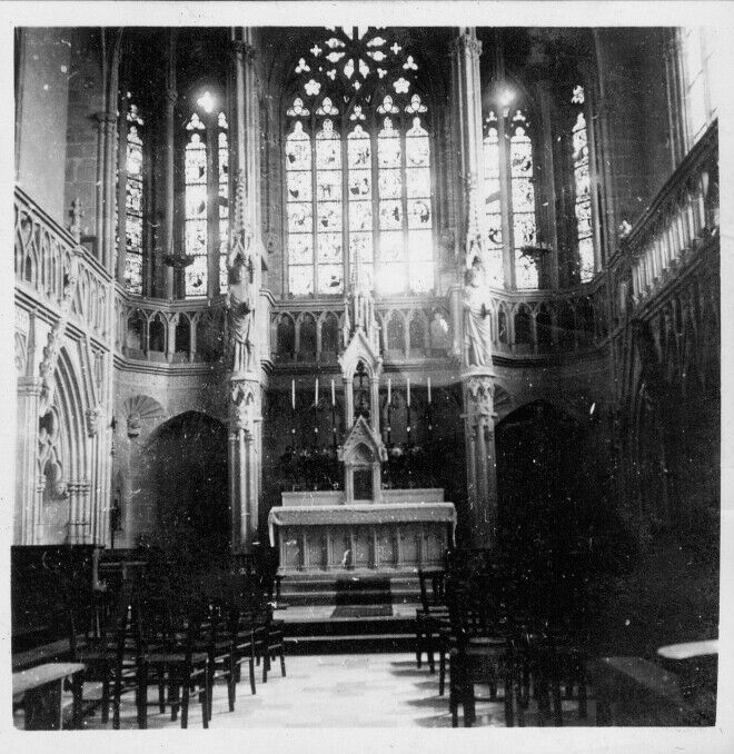 Aug 1944 WWII 26th Inf GI's Bagnoles-de-l'Orne Normandy France Photo  In Church