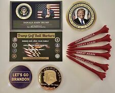 Trump...LETS GO BRANDON...Golf Ball Marker & Tee Set.. USA.... + 1 Decal picture