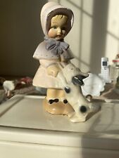 Vintage Coventry Pottery Blonde Girl With Dog Figurine picture