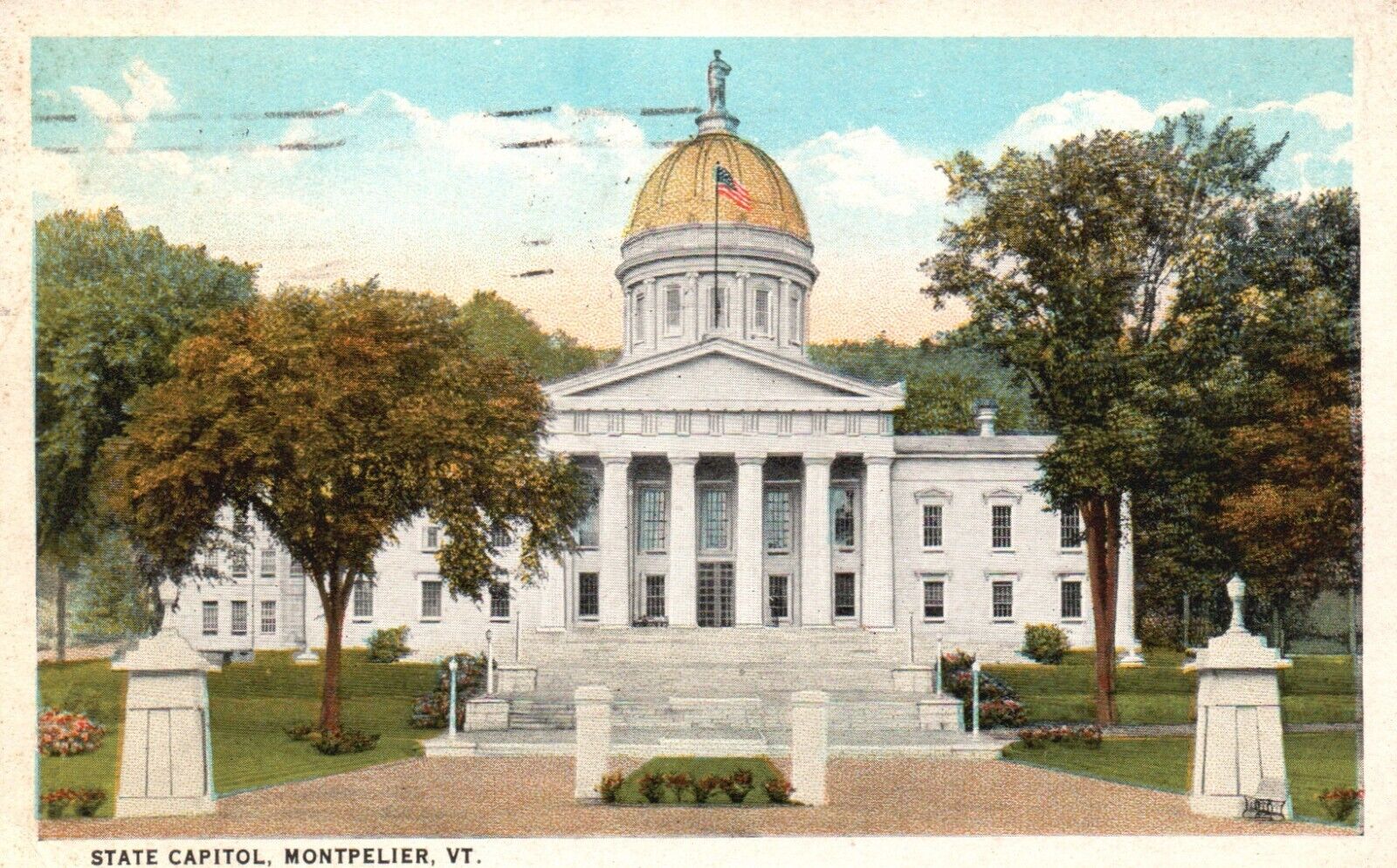 Postcard VT Montpelier State Capitol 1927 White Border Vintage PC b6665