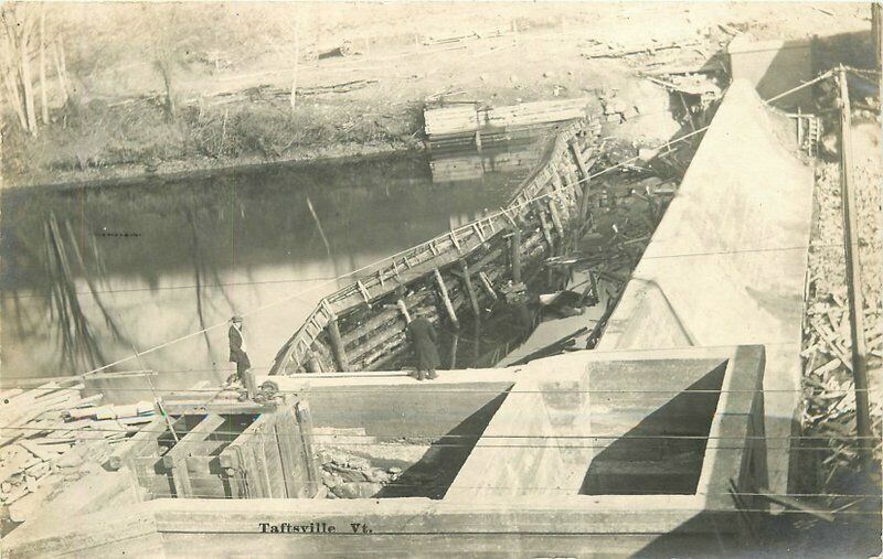 Taftsville Vermont Dam Construction  RPPC Photo Postcard 22-1921