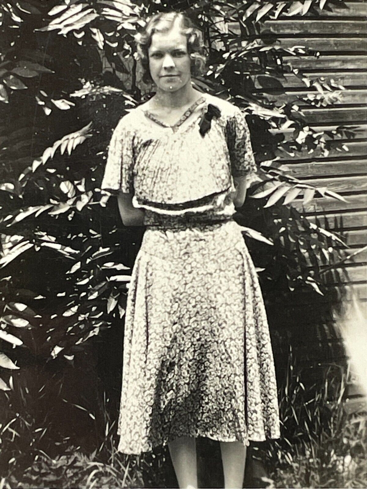 XG Photograph Pretty Woman Portrait Wearing Dress 1930-40s Athens PA Lovely Lady