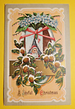 MERRY CHRISTMAS, SANTA & MISTLETOE- 1912 MIDDLETOWN NY to ANDOVER NJ, ANTIQUE PC picture