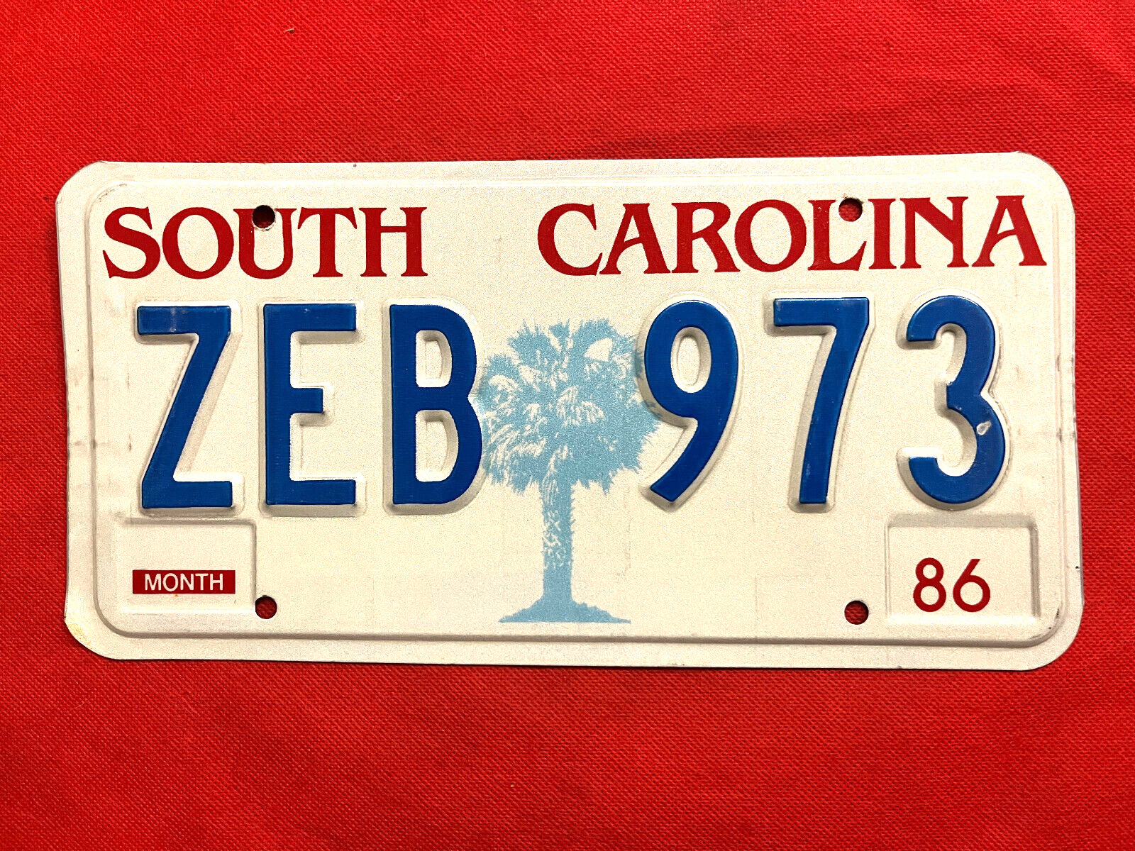 South Carolina License Plate ZEB 973 / Crafts / Collect / Specialty / Expired