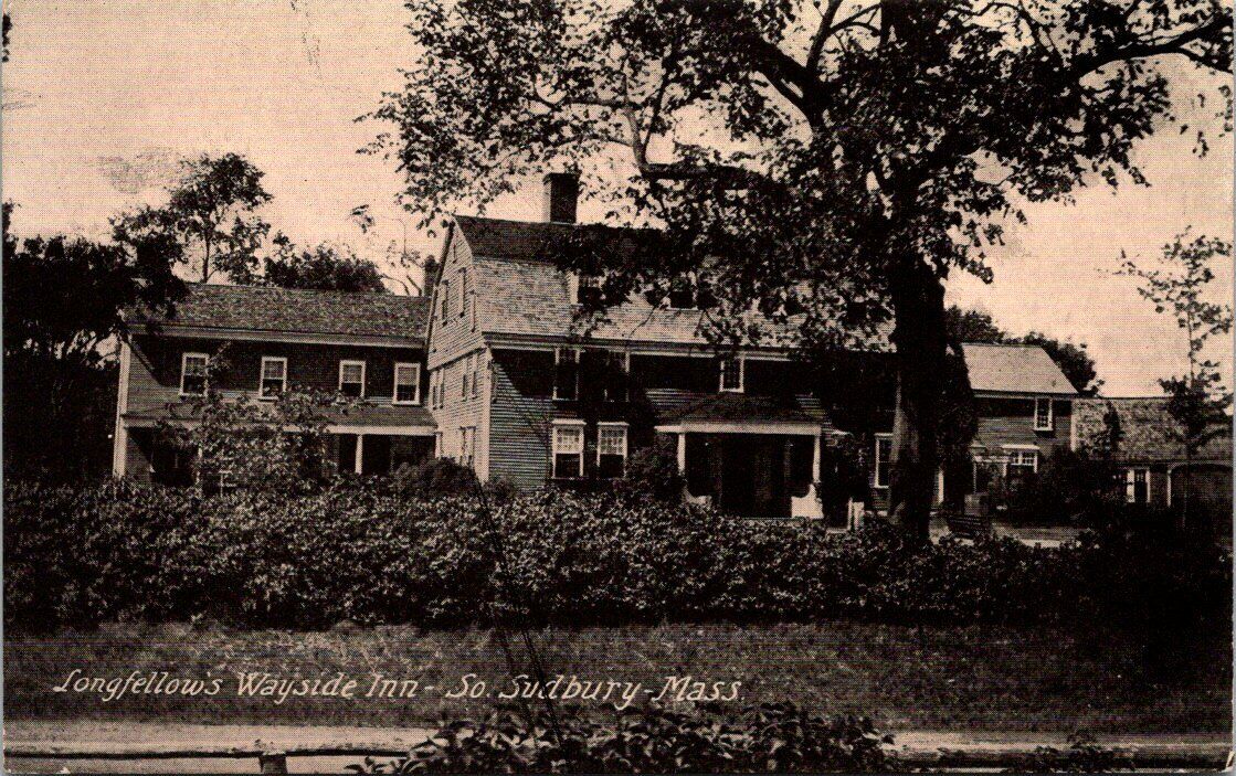Front of Longfellow\'s Wayside Inn South Sudbury Massachusetts Vintage Postcard