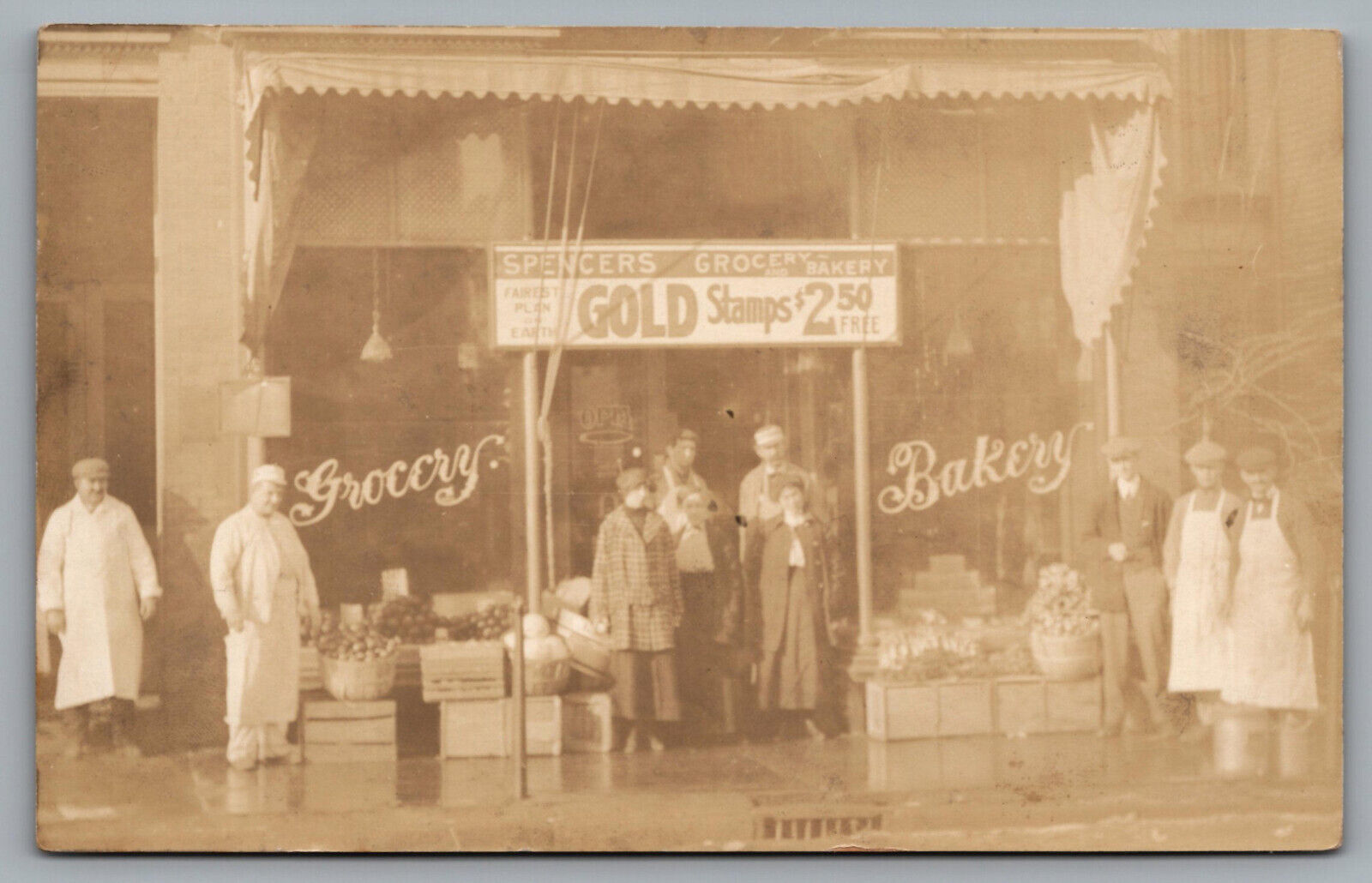RPPC Athens Pa Pennsylvania - Spencers Grocery - Real Photo Postcard ca 1910