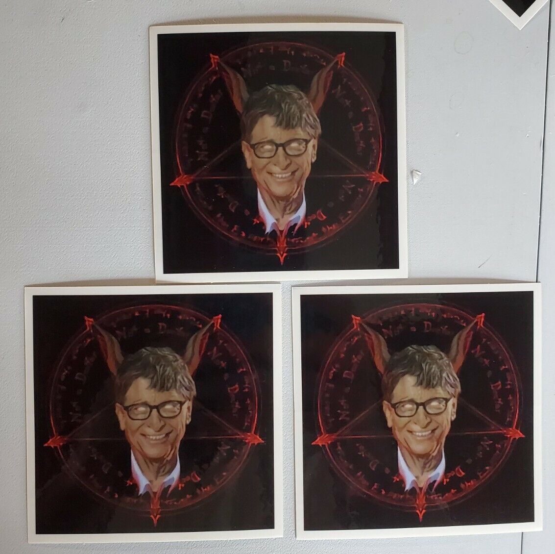 Bill Gates Stickers Vaccine Salesman 💉  3 PACK LOT Satan luciferian Demoncrat 