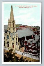 Halifax Nova Scotia Canada, St. Mary's Cathedral & Glebe House Vintage Postcard picture