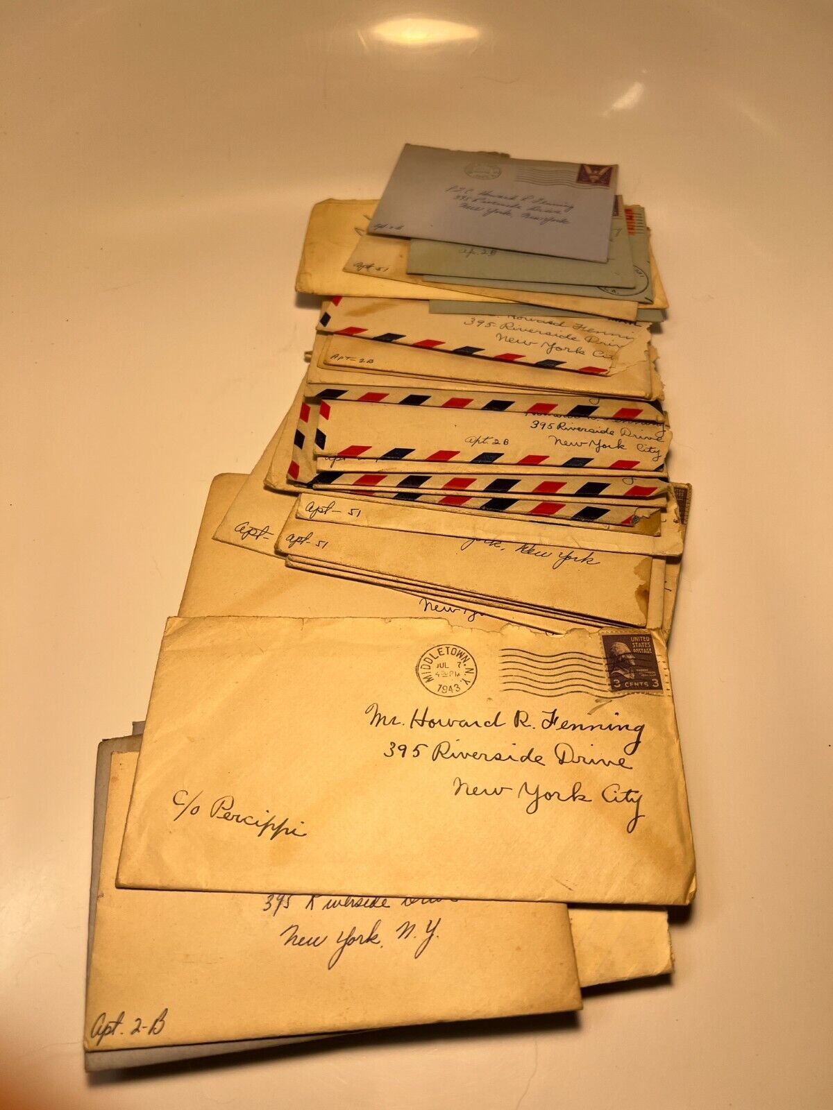  35 Handwritten Fiancé Letters Posted Envelopes Middletown New York City 1943-44