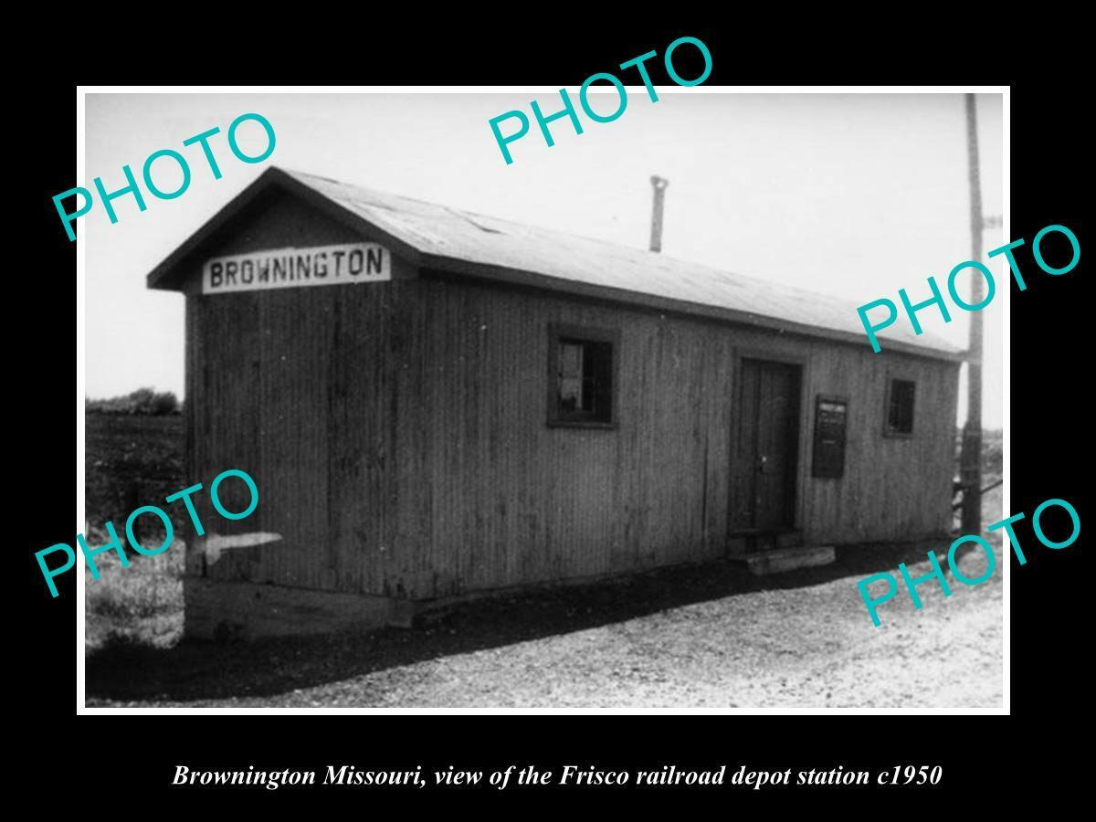 OLD POSTCARD SIZE PHOTO OF BROWNINGTON MISSOURI THE FRISCO RAILROAD DEPOT 1950