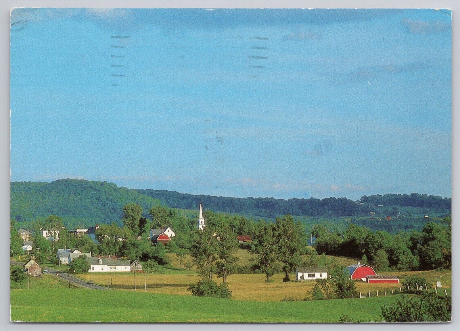 Postcard Picturesque Irasburg Vermont Barn and Small Town