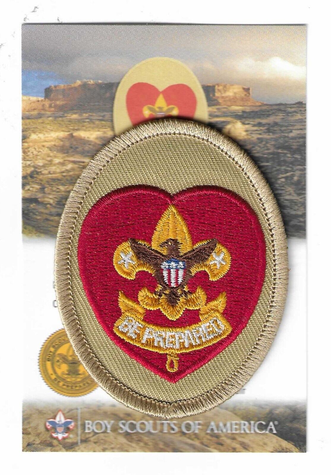 SCOUTS BSA LIFE RANK AWARD PATCH & CARD CURRENT TAN MINT NWT SINCE 1910 BACK