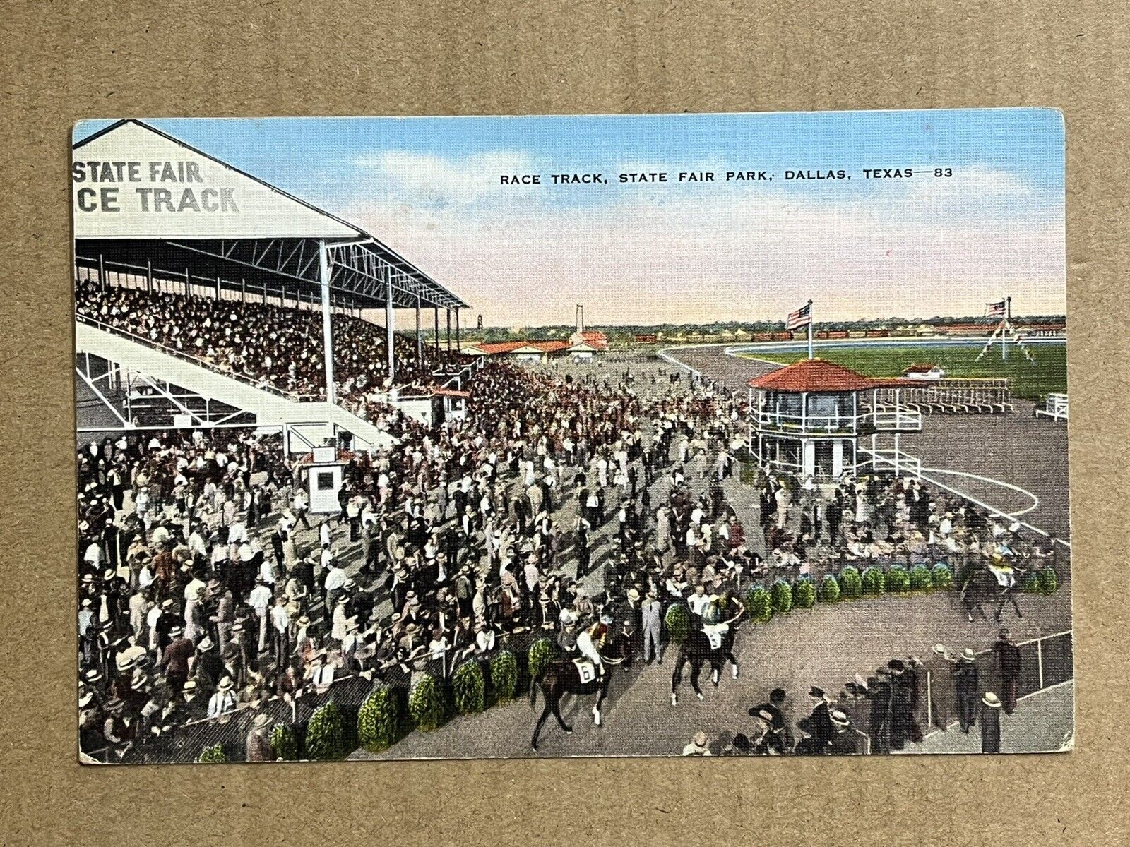 Postcard Dallas TX State Fair Park Horse Race Track Arlington Downs WT Waggoner