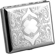 Victorian Style Cigarette Metal Case Double Sided King & 100s Etched design RFID picture
