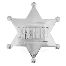 Sheriff Star Badge Wild West Silver Plated Polished Shiny Finish Made in USA picture