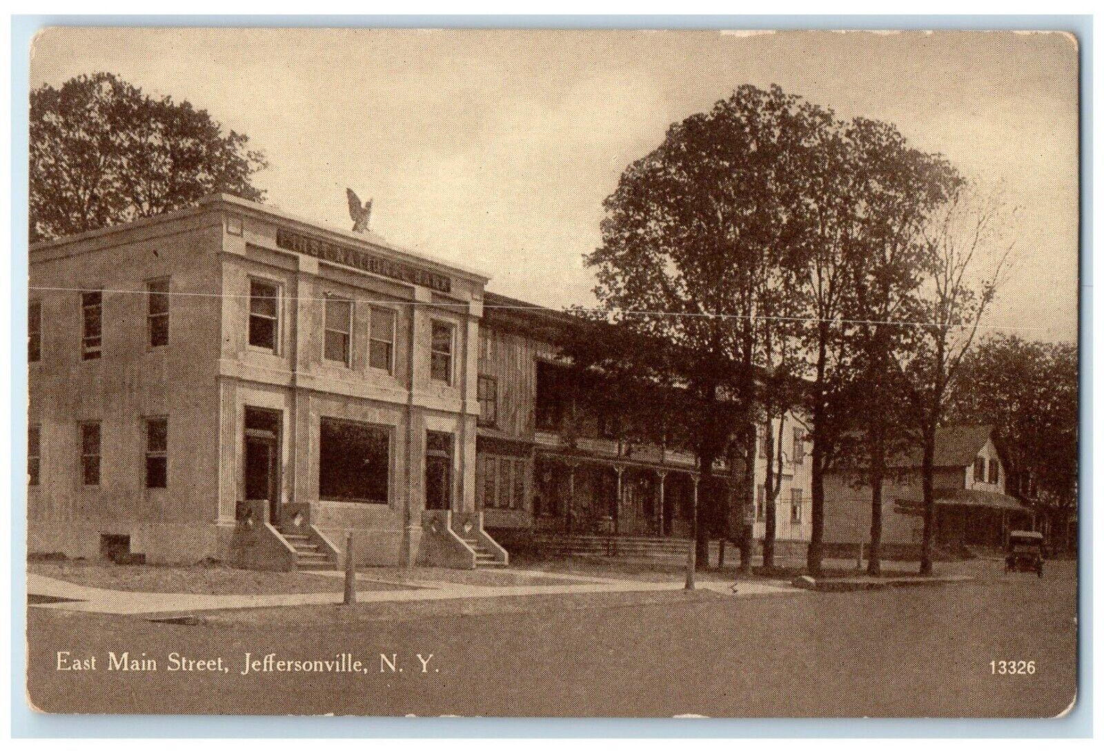 c1915 East Main Street First National Bank Building Jeffersonville NY Postcard