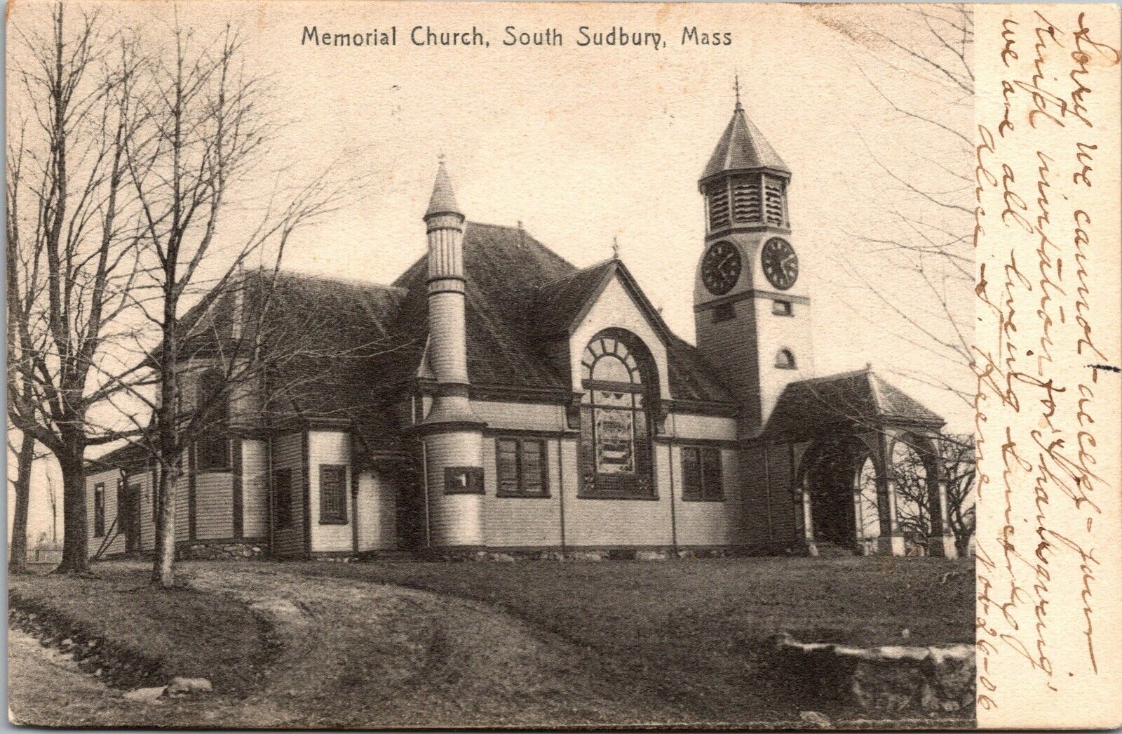 Memorial Church South Sudbury Mass Massachusetts Postcard Posted 1906
