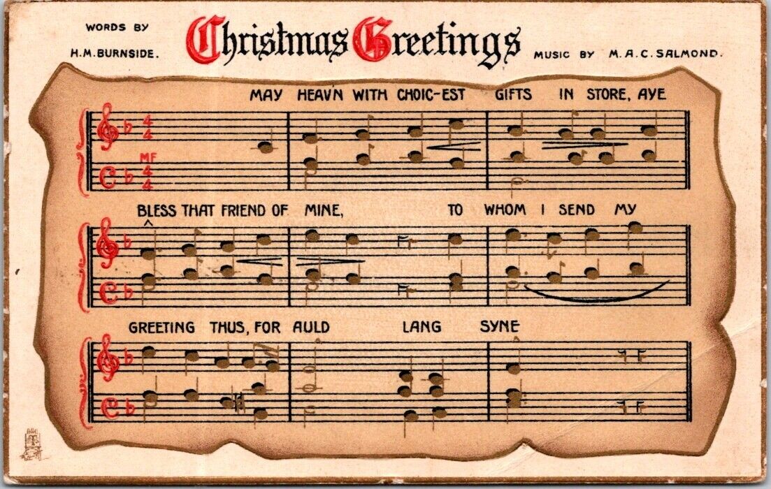 Christmas Music Burnside Salmond Embossed German Tuck 1826 1909 postcard IP12