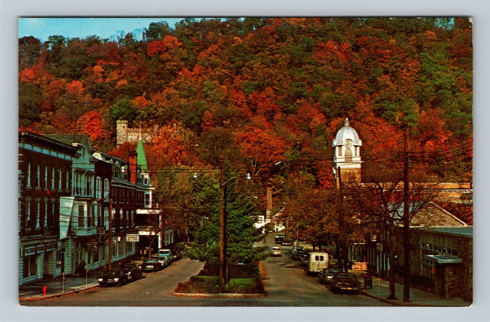 Berkeley Springs WV, Fairfax Street, The Castle Chrome West Virginia Postcard