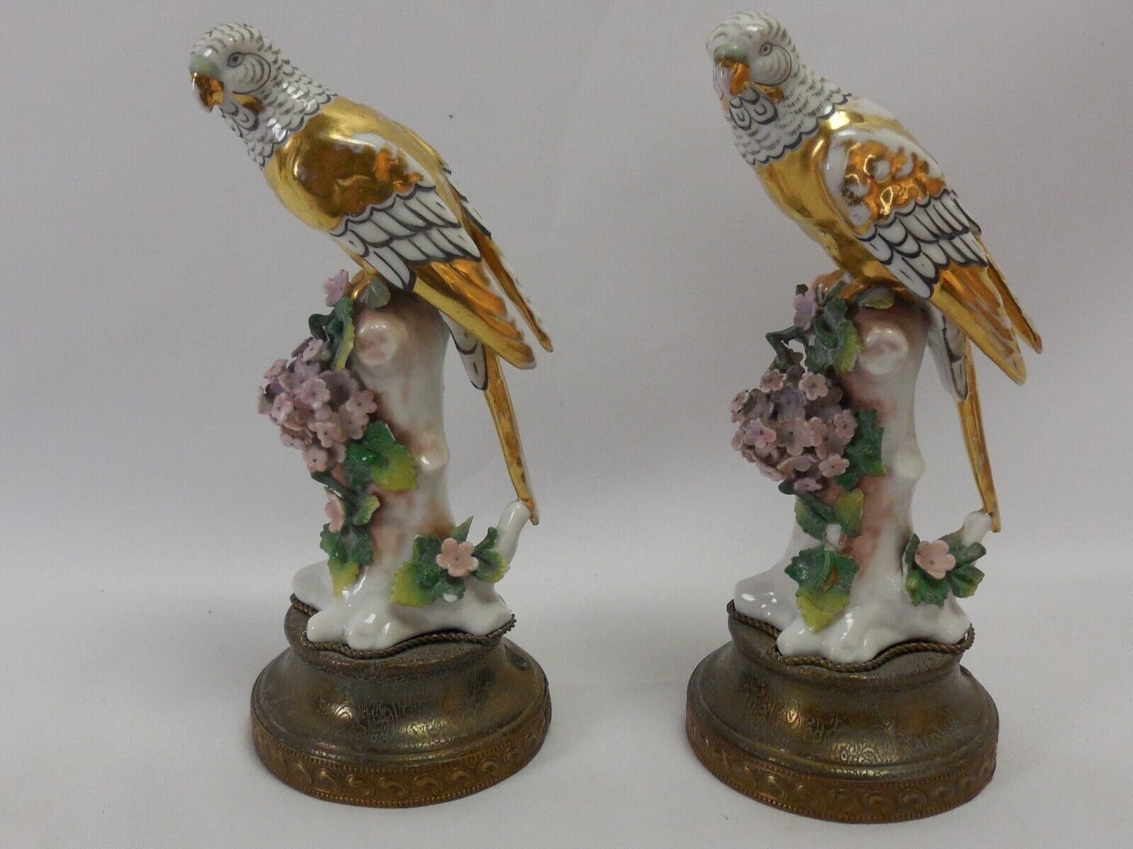 Early Chelsea Porcelain Parrot Figurines 19th Century
