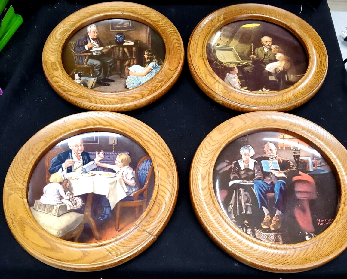 4 Vintage Norman Rockwell Plates, Centennial, Hard To find with frames 8.5 \