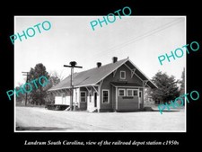 OLD HISTORIC PHOTO OF LANDRUM SOUTH CAROLINA RAILROAD DEPOT STATION c1950s picture
