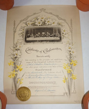 1922 Cambridge IL Swedish Lutheran Church Confirmation Cert Wislander 12x16 picture