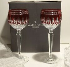 2 WATERFORD CRYSTAL CLARENDON WINE HOCK GLASSES RUBY RED picture