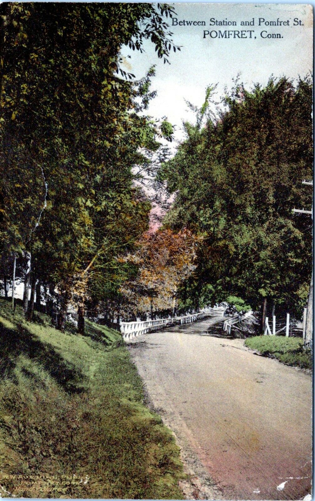 Pomfret Connecticut Postcard 1918 Between Station and Pomfret Street View NH