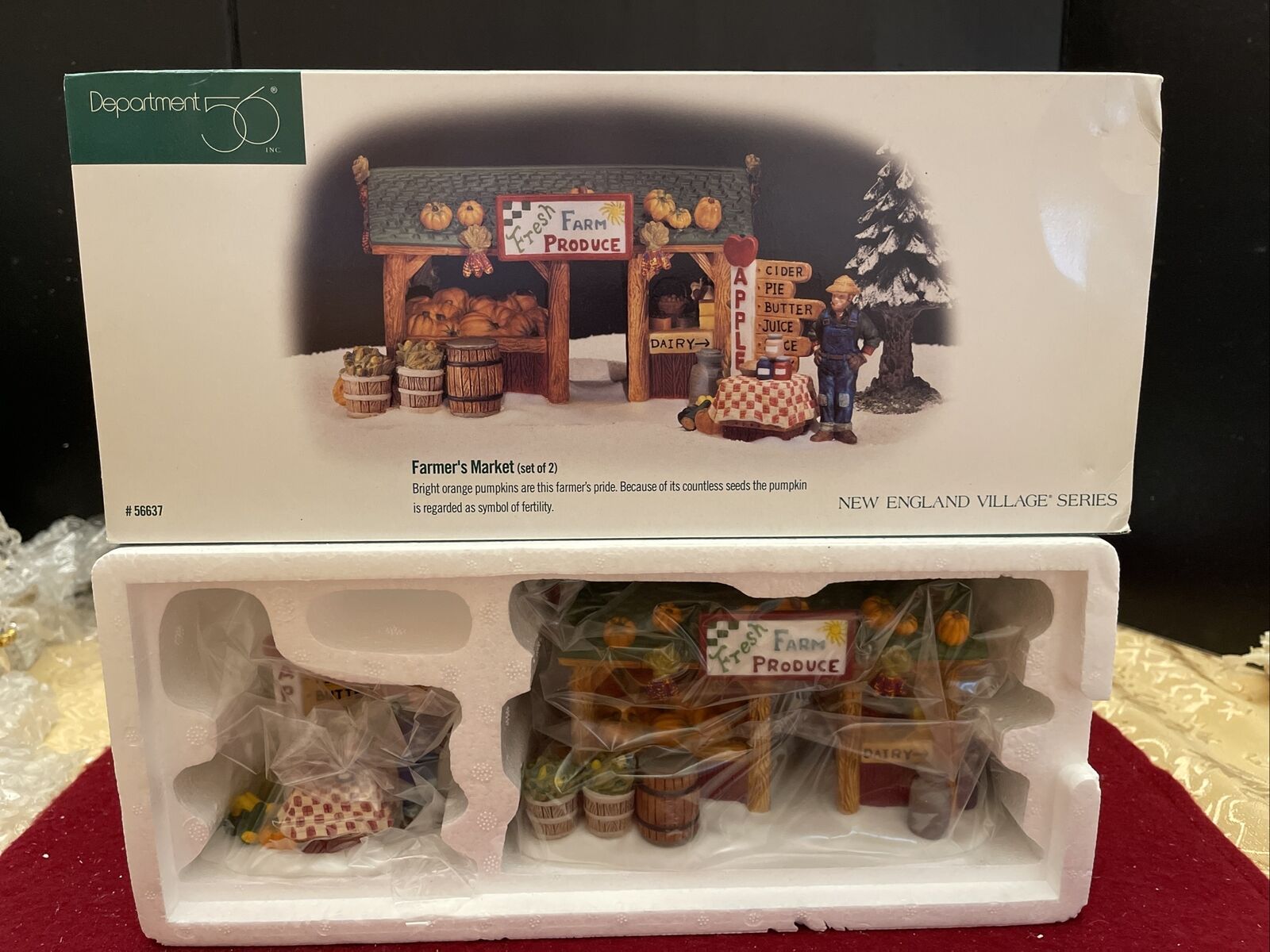 Department 56 New England Village Farmers Market 2 Piece Set - New In Box - Fall
