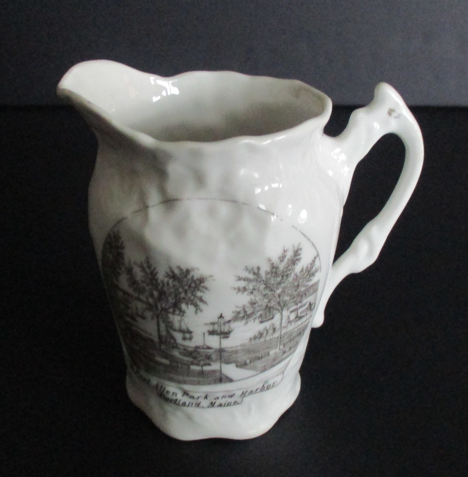 Early 20th Century Souvenir Creamer Park & Harbor Portland Maine - Wheelock Early 20th Century Souvenir Creamer Park & Harbor Portland Maine - Wheelock