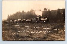 RPPC Real Photo Postcard Oregon Coquille to Marshfield Logging Train 1916 picture