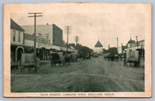 Postcard Main Street Looking West Holland Texas Horse and Wagon C1911 picture