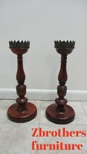 Ethan Allen Tuscany Carved Candle Sticks Pair  picture