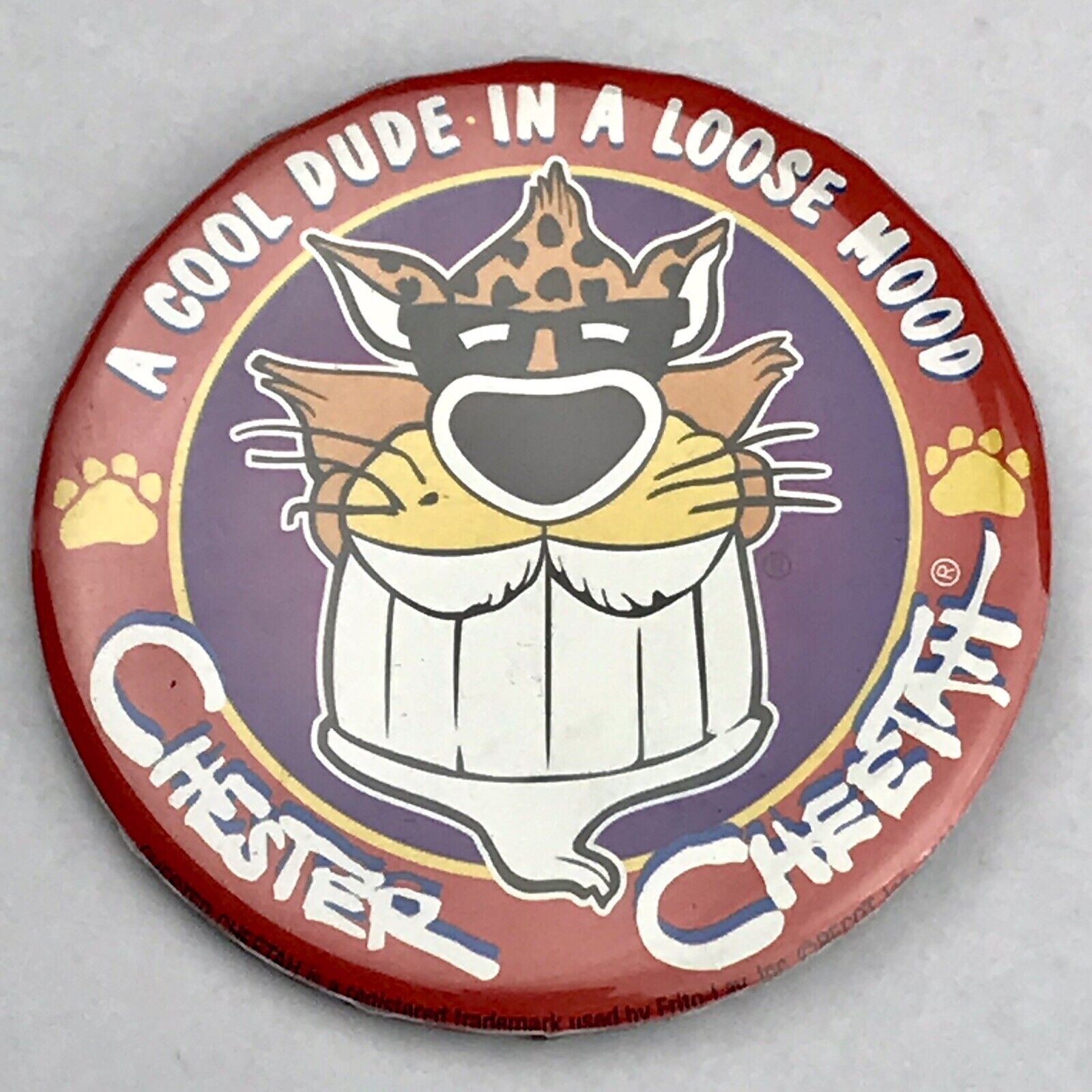 Chester Cheetah Big Vintage Pin Button Pinback Vintage Cool Dude Loose Mood