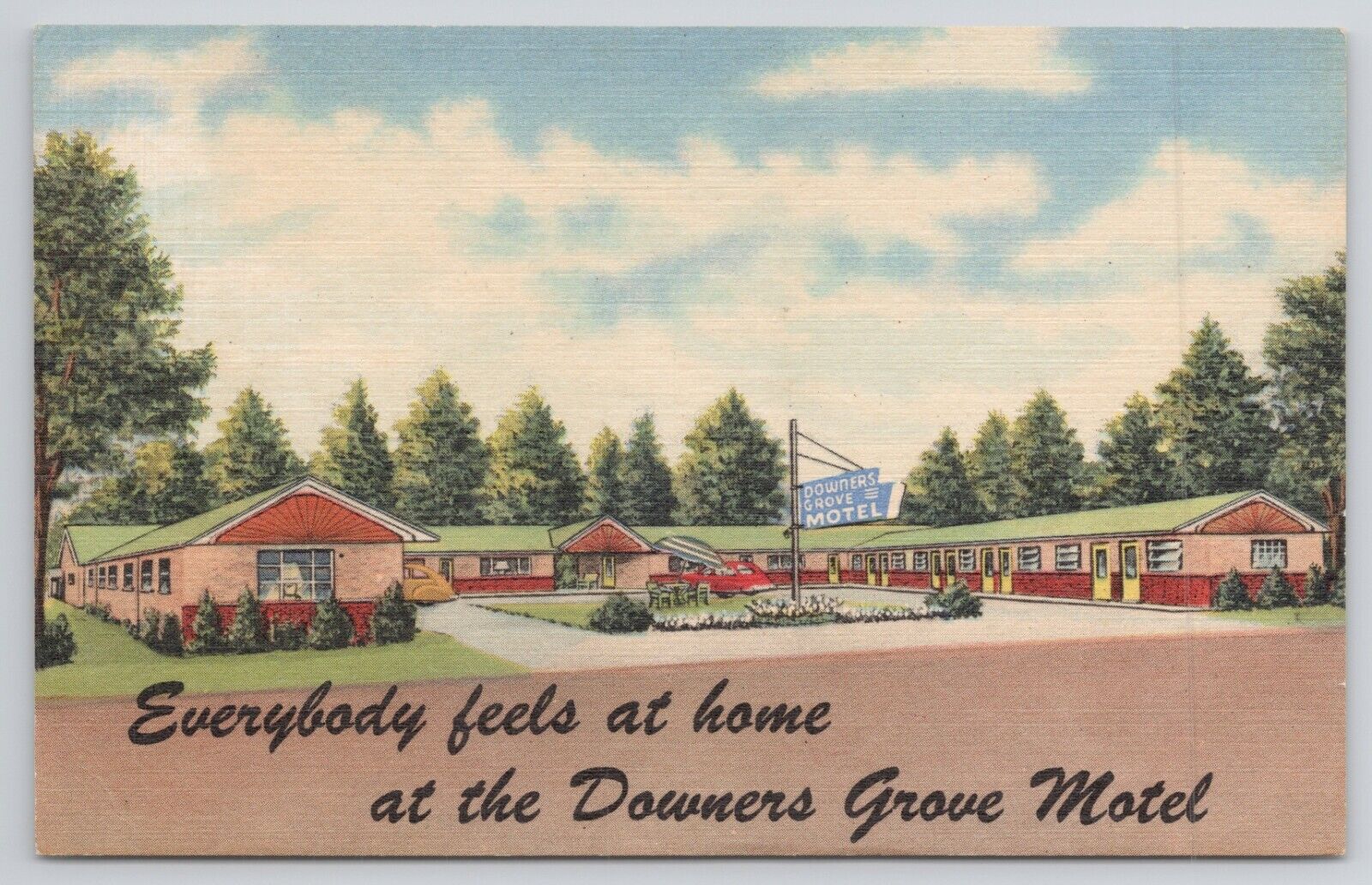 Postcard Downers Grove Motel Downers Grove Illinois