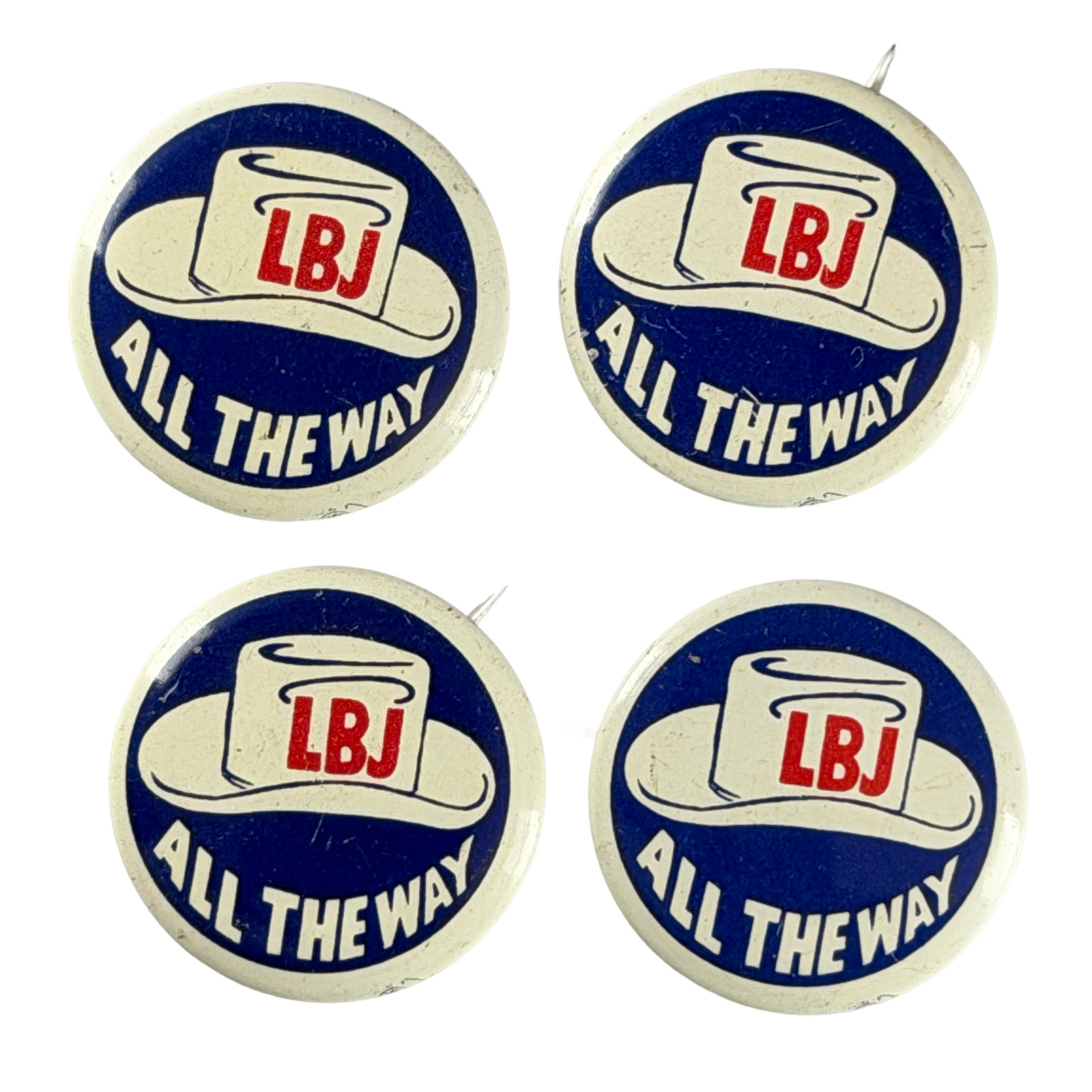 Vintage Lot of 4 LBJ All The Way Pinback 1964 Lyndon Johnson President Campaign Vintage Lot of 4 LBJ All The Way Pinback 1964 Lyndon Johnson President Campaign