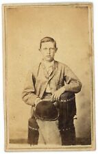 CIRCA 1880'S Named CDV Handsome Young Boy Holding Derby Hat Chase Newark OH picture