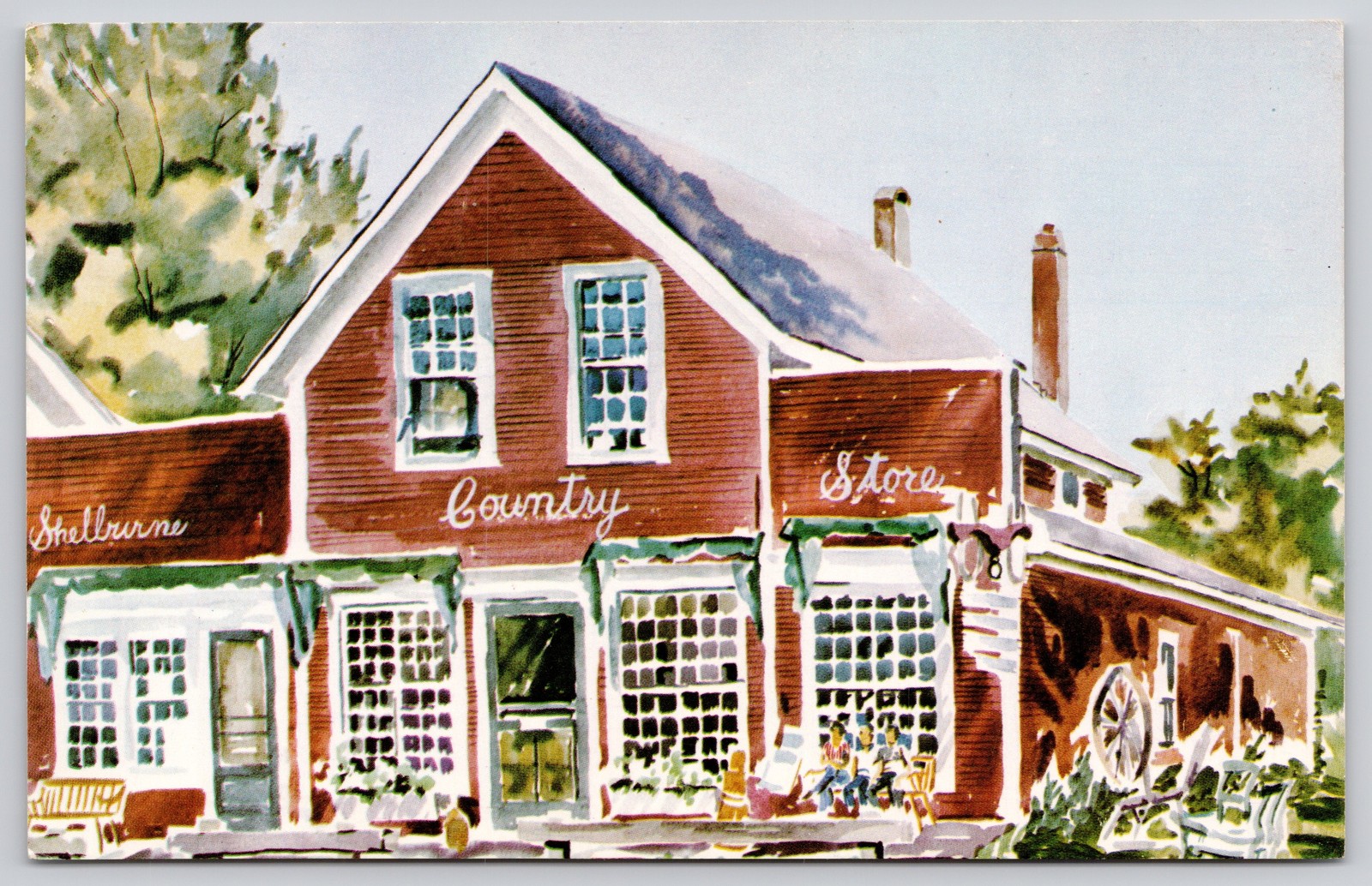 Shelburne Vermont VT Country Store Douglas A Jones Art Postcard c1970s