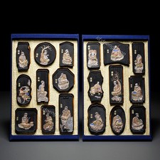 Chinese HuiMo Pine Soot Ink The Eighteen Arhat Writing Eet Ink Block （十八罗汉藏墨） picture