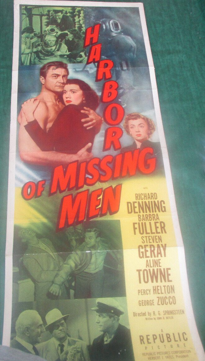 HARBOR OF MISSING MEN 1950 RICHARD DENNING Barbara Fuller Insert poster 14x36\