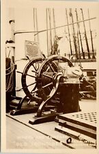 RPPC Worcester MA OLD IRONSIDES Ship Wheel & Compass Massachusetts Postcard 925 picture