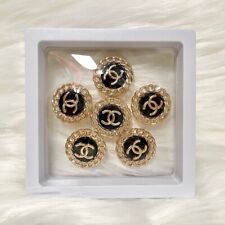 Chanel 6 Buttons Set Black&Gold Tone Chain Metal 20mm picture