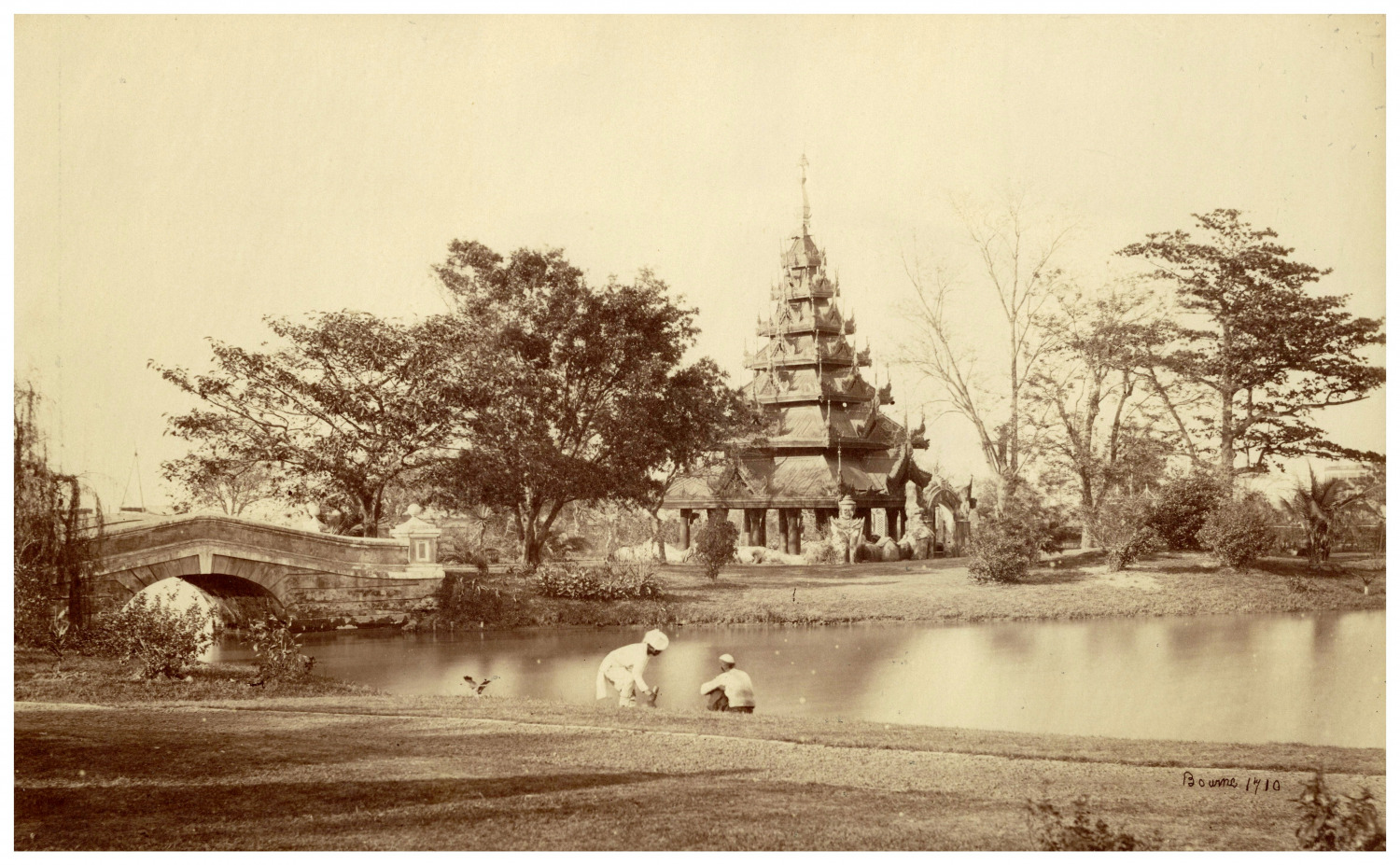 Samuel Bourne, India, Calcutta, In the Eden Gardens Vintage Albumen Print Strip