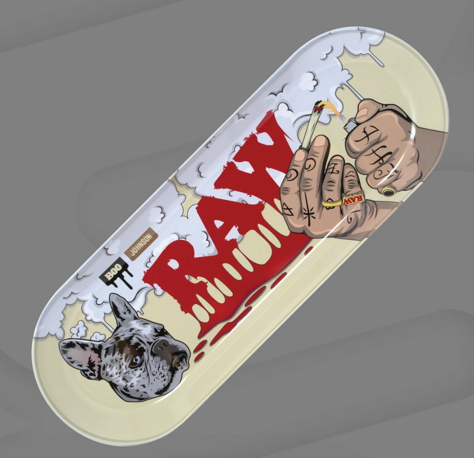 RAW x “Boo Johnson” collab Skateboard Metal Rolling Deck Tray - Limited Edition